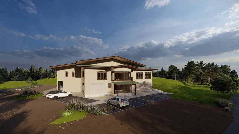 Exterior render of the Cricket Academy at Babesa, Thimphu