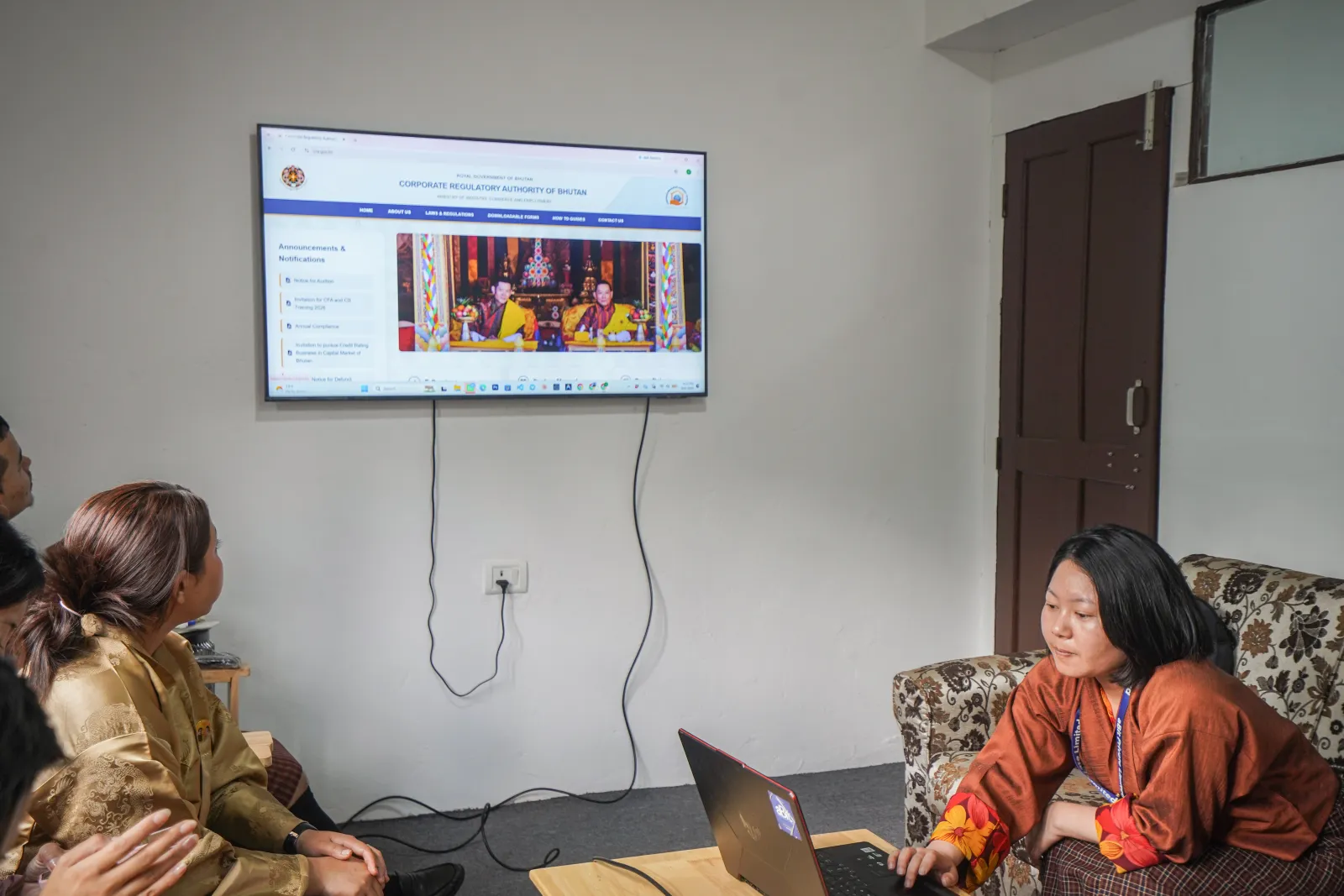 The new cra.gov.bt homepage displayed during the handover presentation