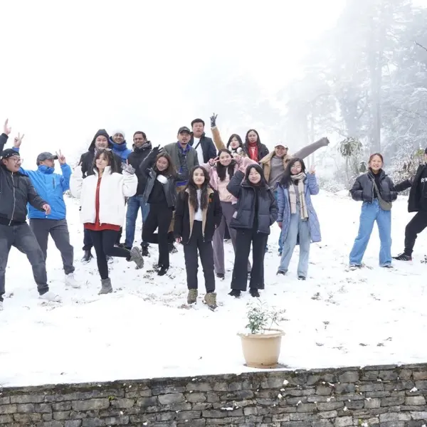 The team out together in fresh snow